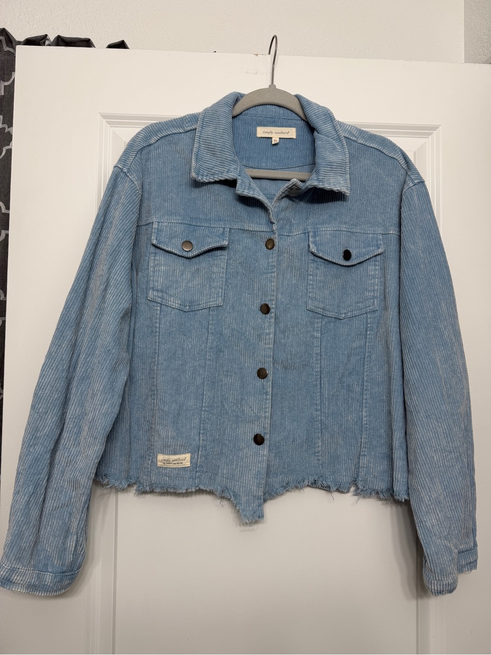 Simply Southern Sky Blue Corduroy Button-Up Jacket